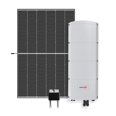 Komplektas: Optimizuota hibridinė „SolarEdge“ sistema + „Trina Solar“ moduliai + plokščias stogas